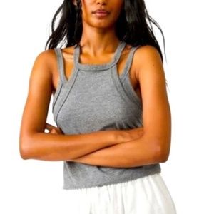 Free People Two Times The Charm Tank Heather Gray Size Medium NWT